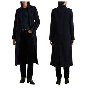Lauren Ralph Lauren Wool & Cashmere Blend Long Coat in Regal Navy